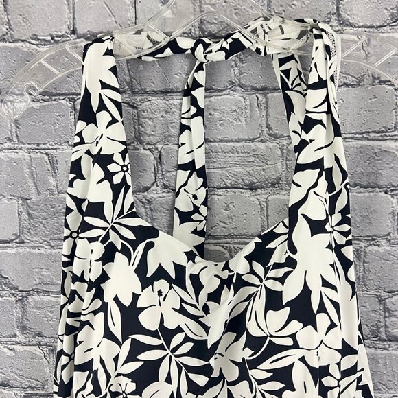 Lands End Womens Halter Swimsuit Top Black & White Floral Print Size 22W - Picture 6 of 6